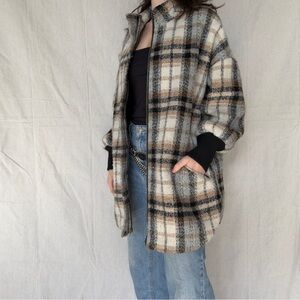 BB Dakota Checkered Coat in Black, Cream, and Tan